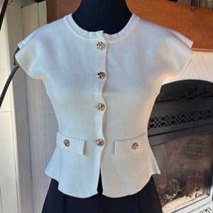 Cream Women's Sweater with Gold Buttons